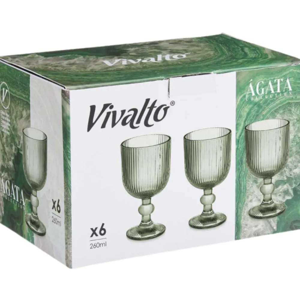 Kieliszek do wina 260 ml prążkowany zielony * VIVALTO Discount