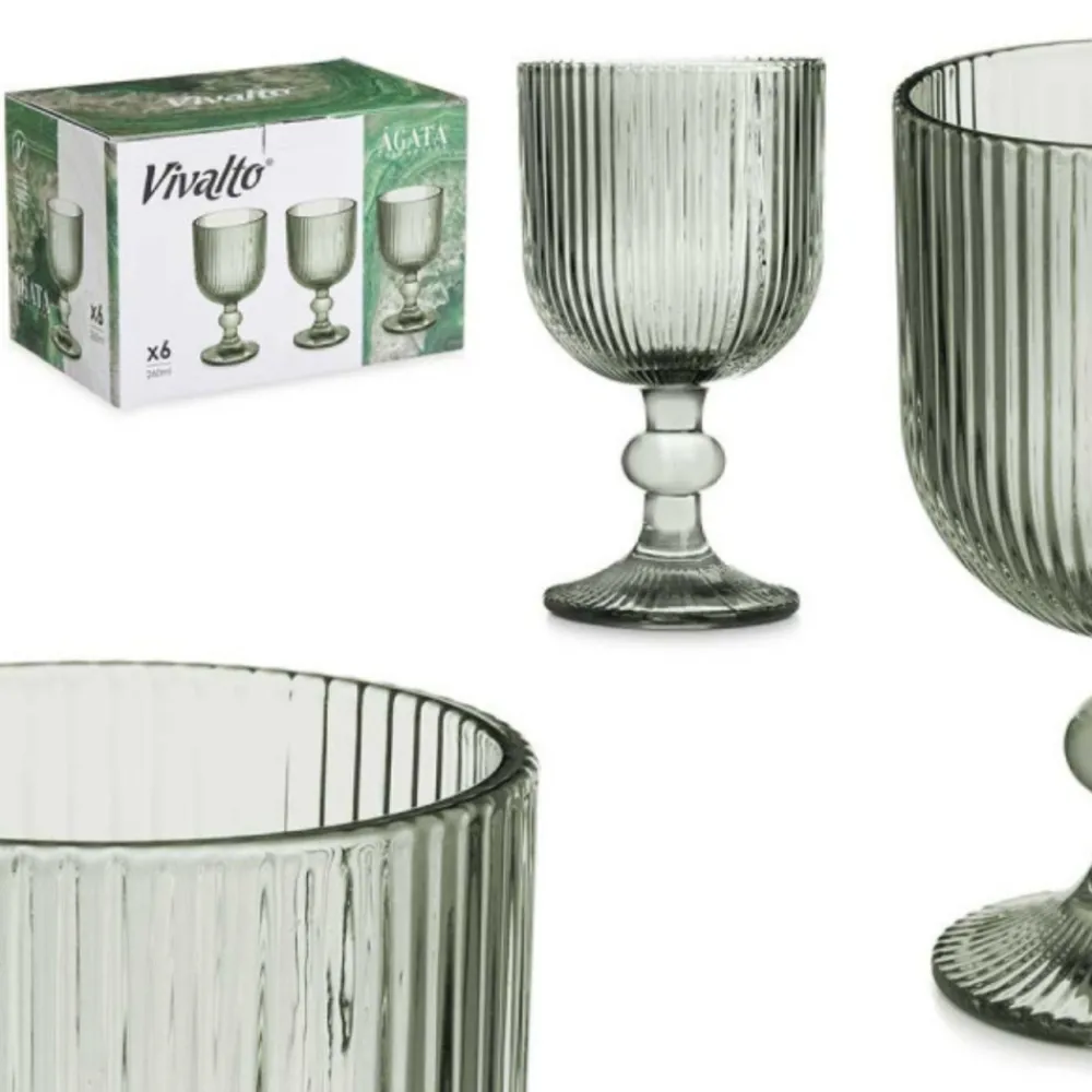 Kieliszek do wina 260 ml prążkowany zielony * VIVALTO Discount
