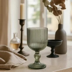 Kieliszek do wina 260 ml prążkowany zielony * VIVALTO Discount