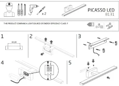 Kinkiet Łazienkowy PICASSO Srebrny 12W LED 4000K IP44 60cm