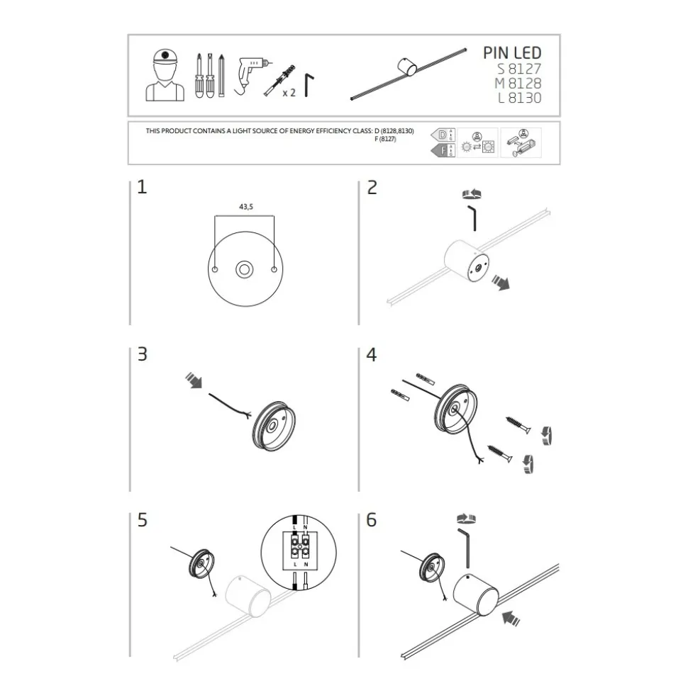 Kinkiet Łazienkowy PIN Czarny 10W LED 4000K IP44 91cm