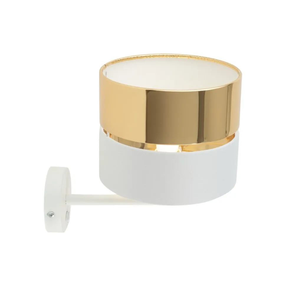 Kinkiet HILTON Biały Złoty Abażur 1xE27