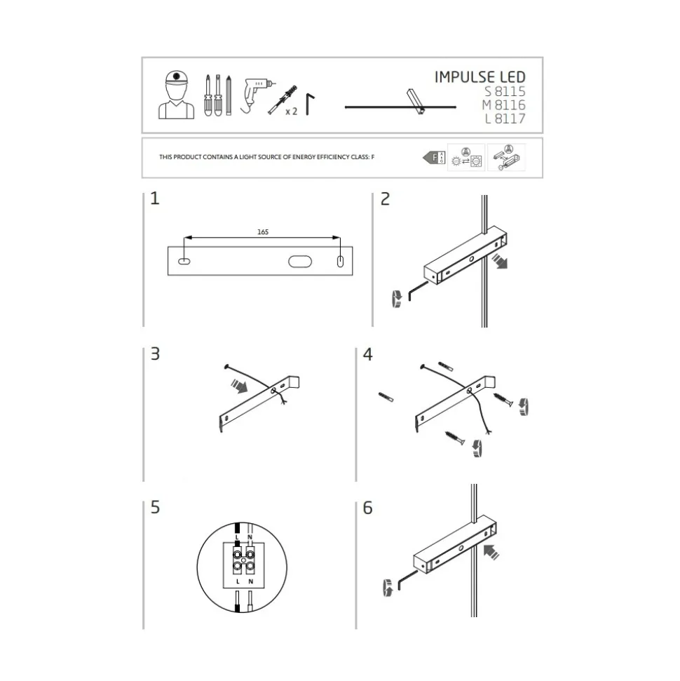 Kinkiet IMPULSE Czarny 6W LED 3000K 61cm