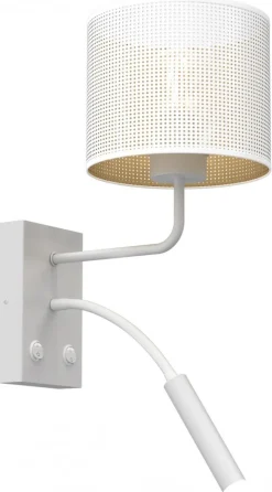 Kinkiet LOFT SHADE Biały Złoty Klosz z Tworzywa 1xE27 1xG9