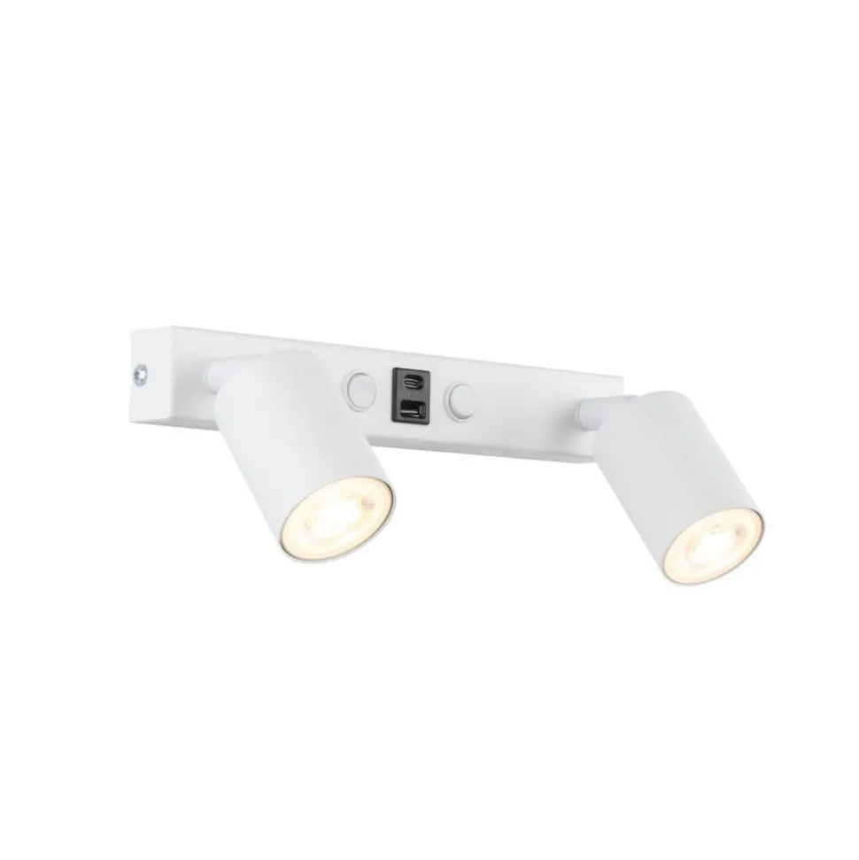 Kinkiet NEX biały 2xGU10 z portem USB