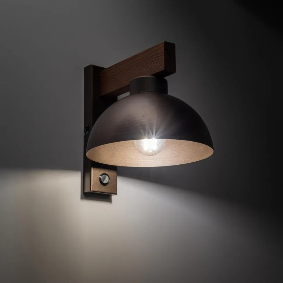 Kinkiet OSLO Brązowy Metalowy Klosz 1xE27