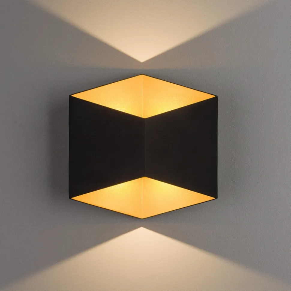 Kinkiet Zewnętrzny TRIANGLES Czarny Złoty 5W LED 3000K IP54