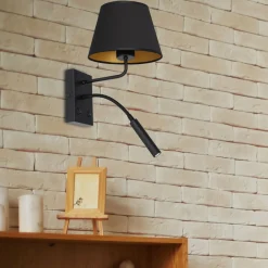 Kinkiet ARDEN Czarny Złoty Abażur Stożek 1xE27+G9 * Luminex New