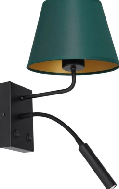 Kinkiet ARDEN Zielony Złoty Abażur Stożek 1xE27+G9 * Luminex Sale