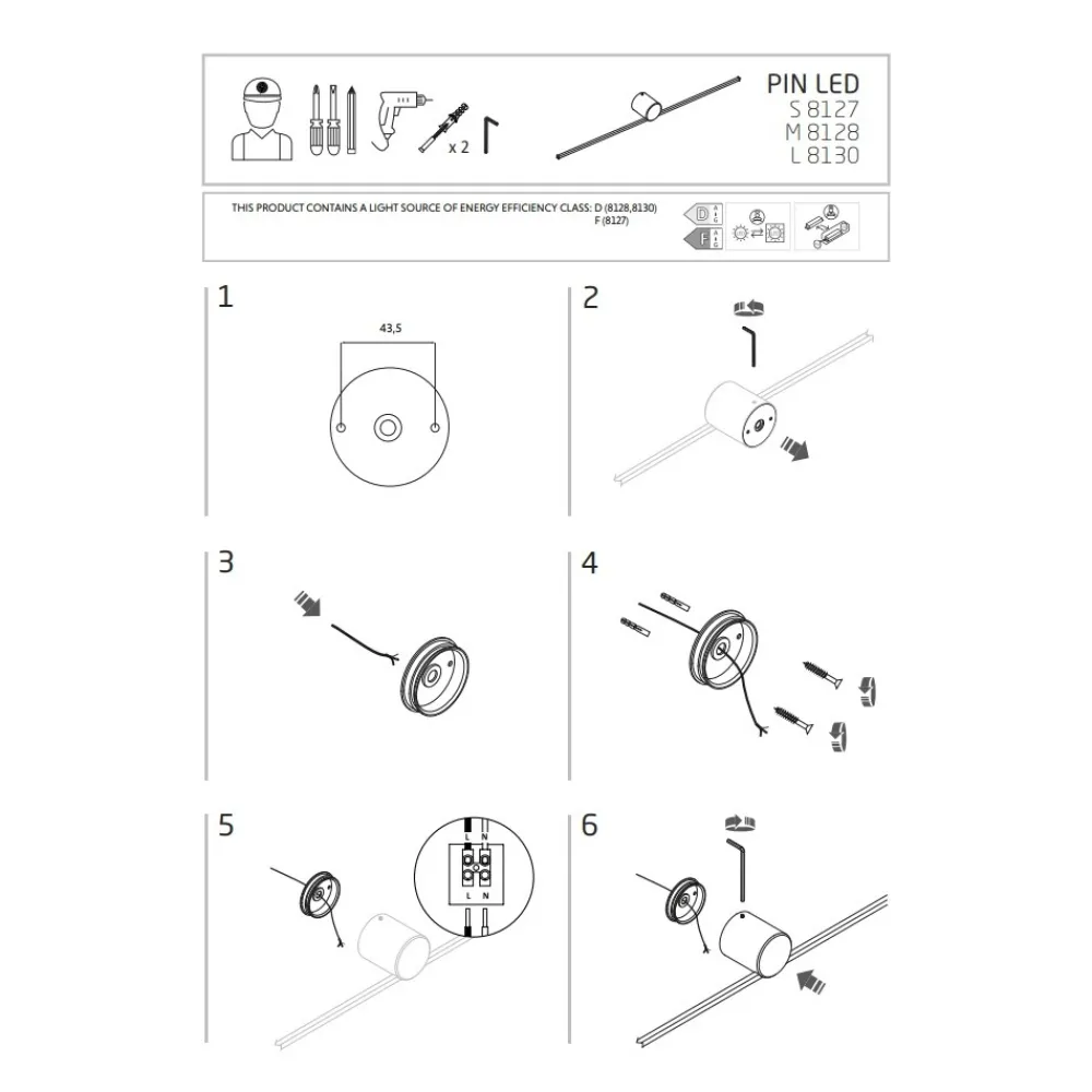 Kinkiet Łazienkowy PIN Czarny 15W LED 4000K IP44 121cm * Nowodvorski Clearance
