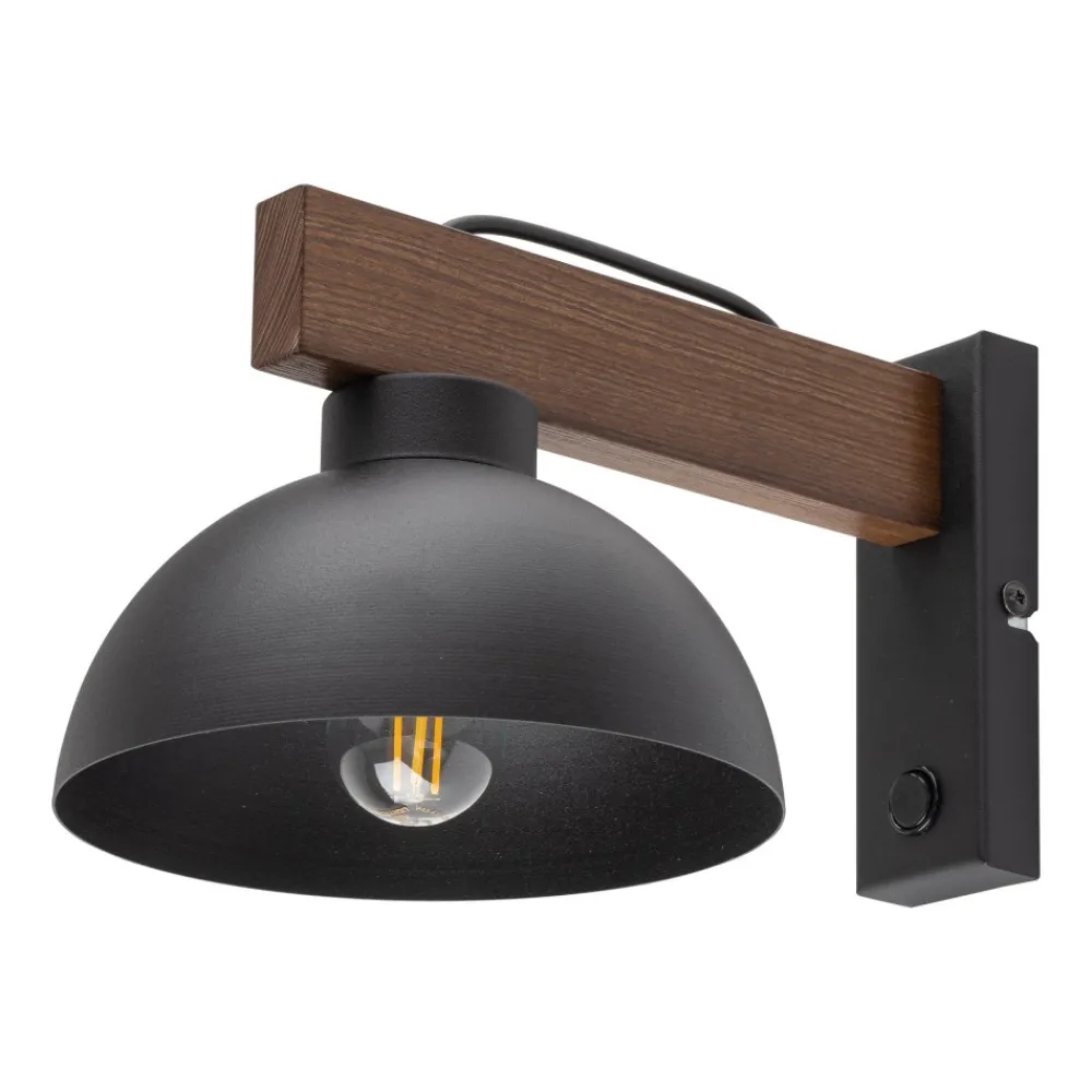 Kinkiet ścienny OSLO Orzech Metalowy Klosz 1xE27 * TK Lighting Discount