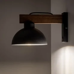 Kinkiet ścienny OSLO Orzech Metalowy Klosz 1xE27 * TK Lighting Discount