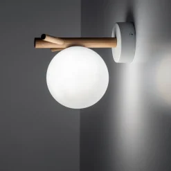 Kinkiet ścienny SHERON Brązowy Biały Szklany Klosz 1xG9 * TK Lighting Best