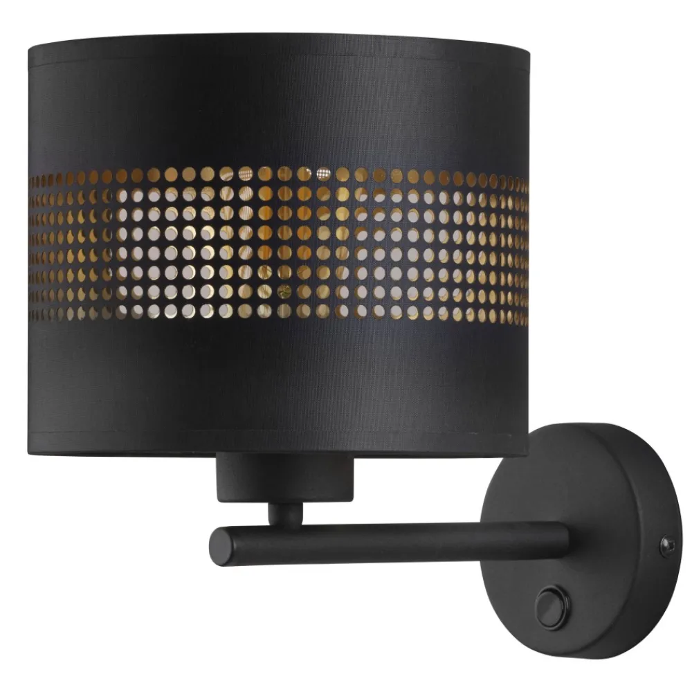 Kinkiet ścienny TAGO Czarny Złoty Abażur 1xE27 * TK Lighting Online