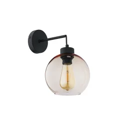 Kinkiet CUBUS Czarny Bursztynowy Szklany Klosz 1xE27 * TK Lighting Sale