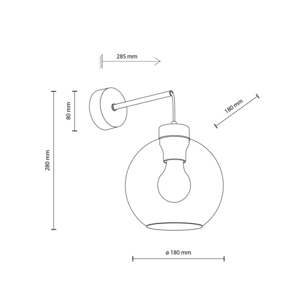 Kinkiet CUBUS czarny klosz szklany grafitowy 1xE27 * TK Lighting Outlet