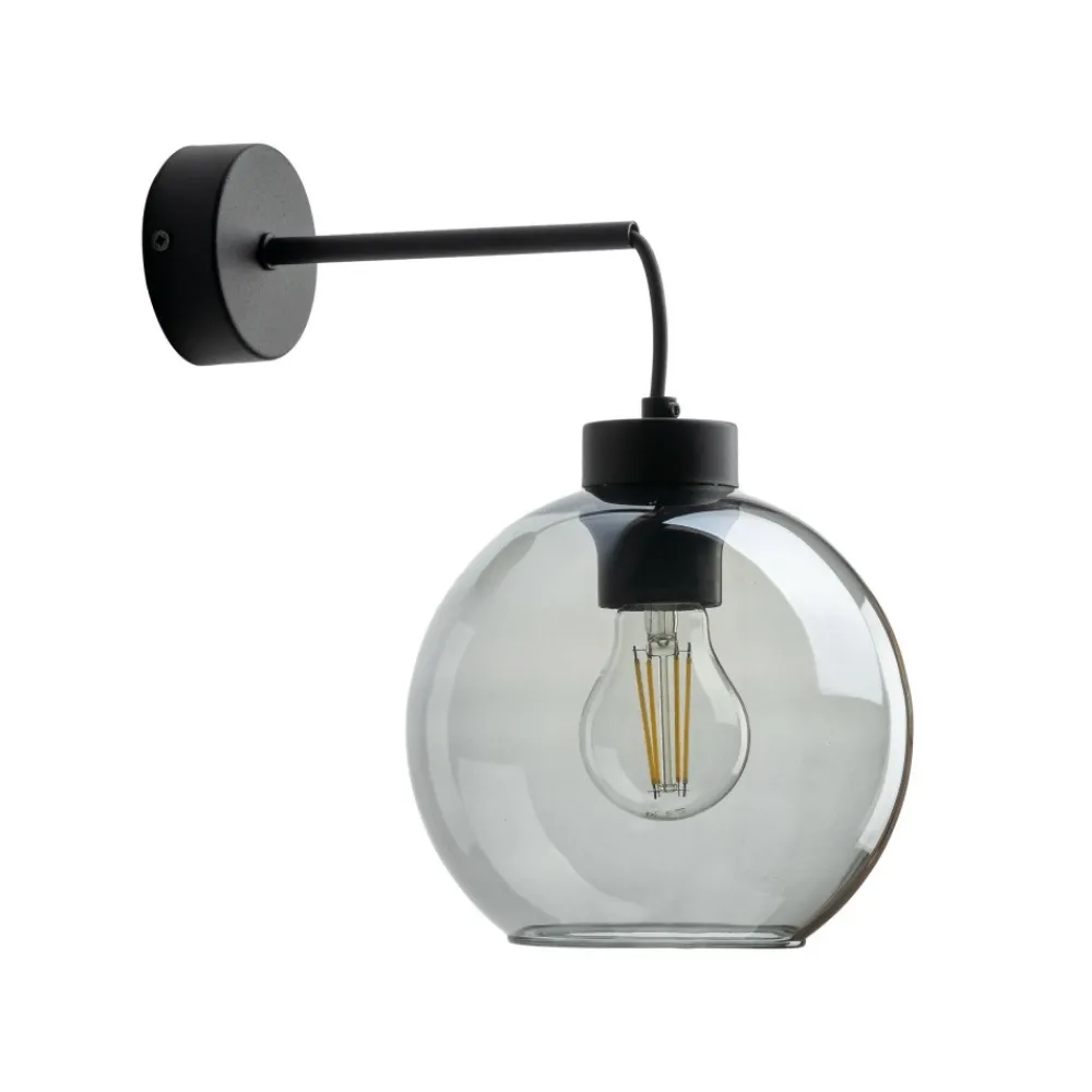 Kinkiet CUBUS czarny klosz szklany grafitowy 1xE27 * TK Lighting Outlet