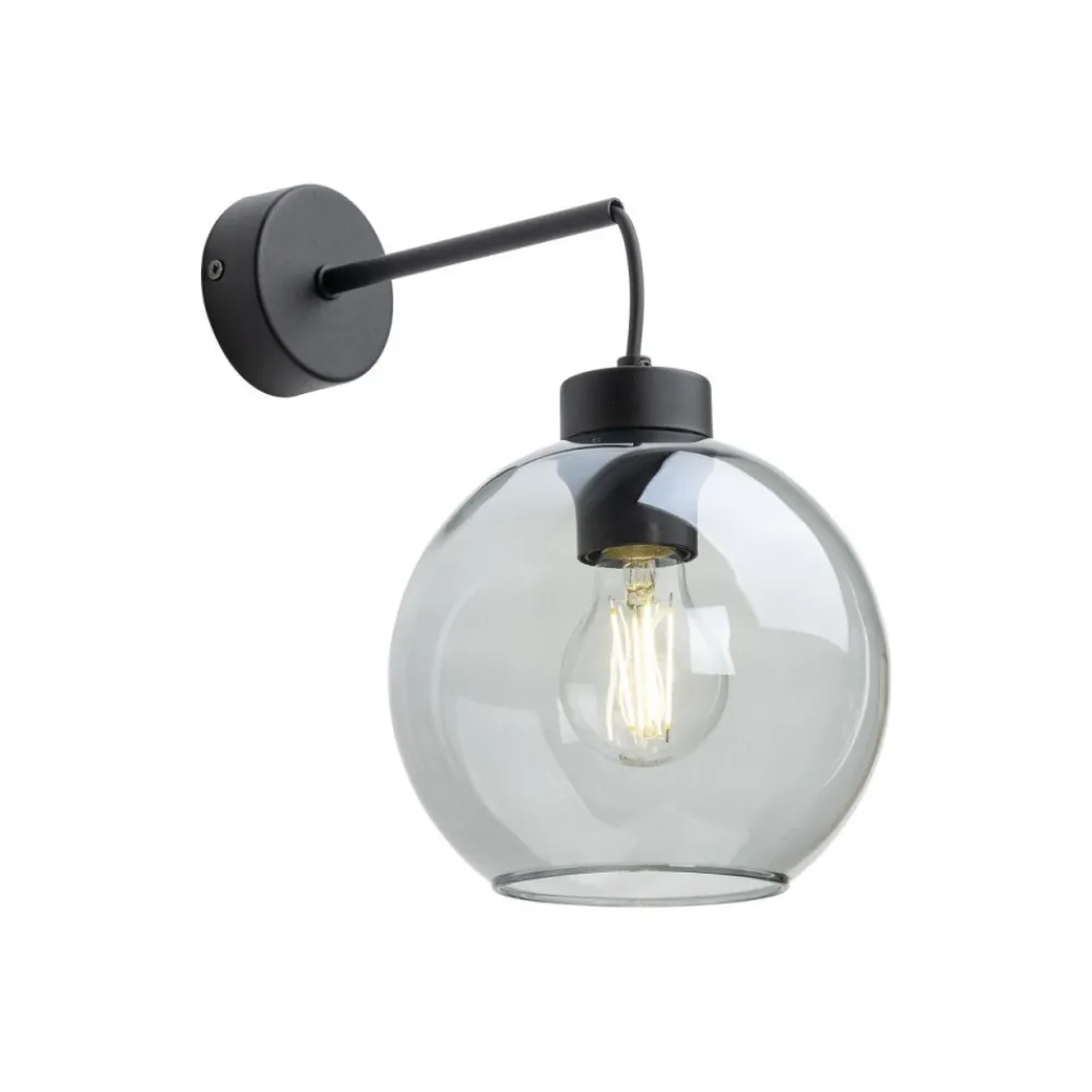 Kinkiet CUBUS czarny klosz szklany grafitowy 1xE27 * TK Lighting Outlet