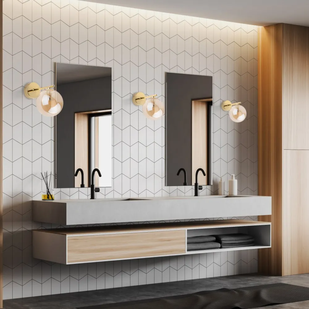 Kinkiet ESTERA Złoty Szklany Klosz 1xG9 * TK Lighting Outlet
