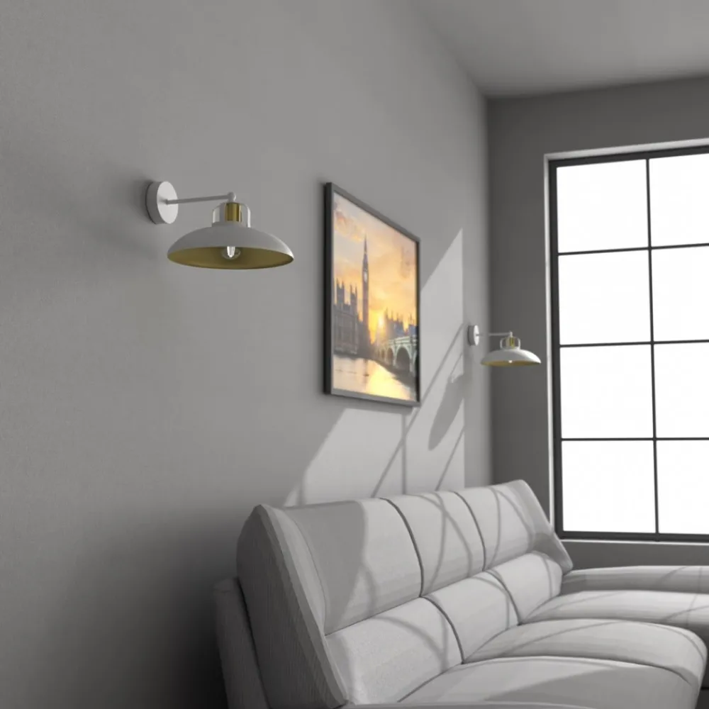 Kinkiet FELIX Biały Złoty Metalowy Klosz 1xE27 * Eko-light Outlet