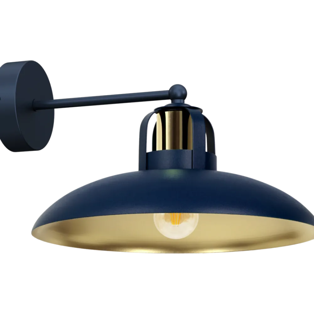 Kinkiet FELIX Niebieski Złoty Metalowy Klosz 1xE27 * Eko-light Best