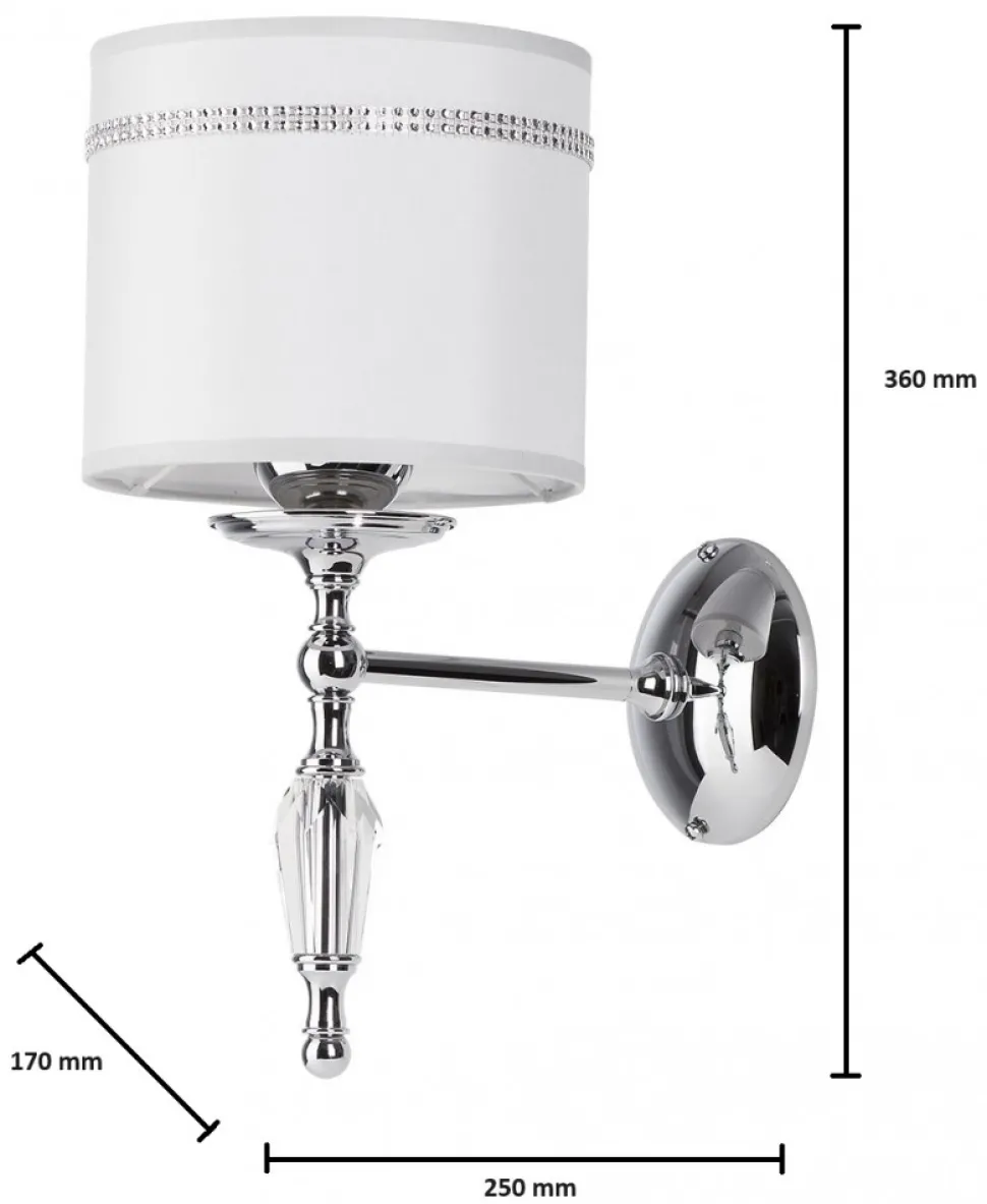 Kinkiet HILTON Srebrny Biały Abażur1xE27