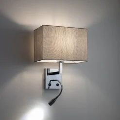Kinkiet HOTEL MOOD szary z włącznikiem 1xLED 1xE27 * Nowodvorski Discount