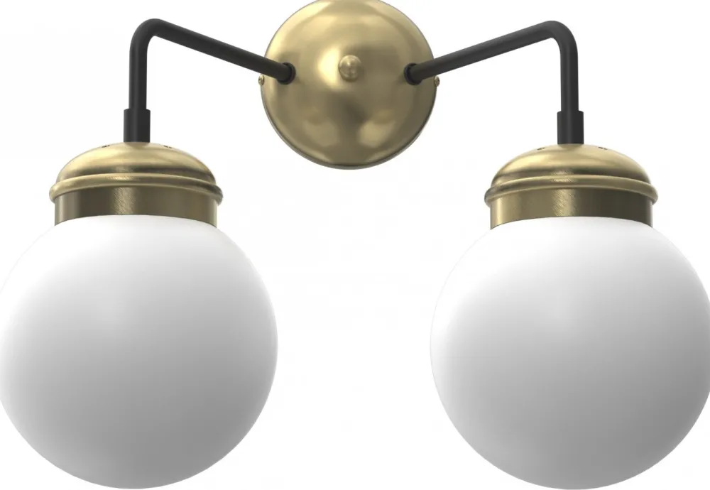 Kinkiet HYDRO Złoty Biały Szklany Klosz 2xE14 * Luminex Outlet