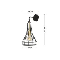 Kinkiet LONG Czarny Złoty Metalowy Klosz 1xE27 * TK Lighting Outlet