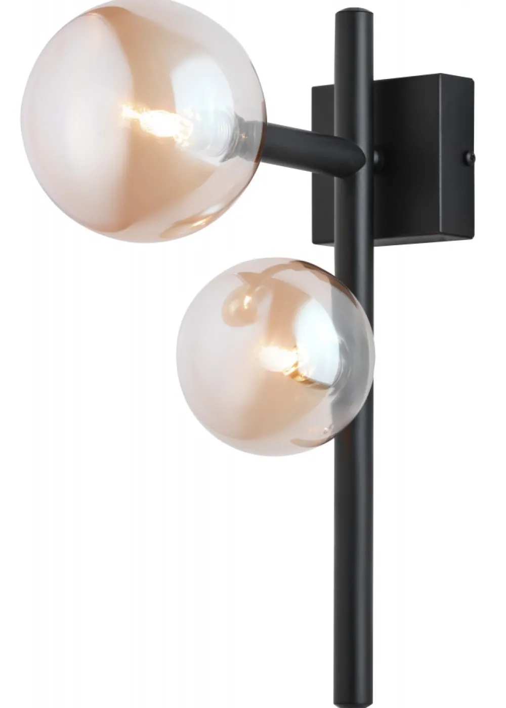 Kinkiet NEPTUN Czarny Bursztynowy Szklane Klosze 2xG9 * Jupiter Hot