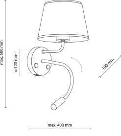 Kinkiet Regulowany MAJA Czarny Abażur 1xE27 1xG9 * TK Lighting Hot