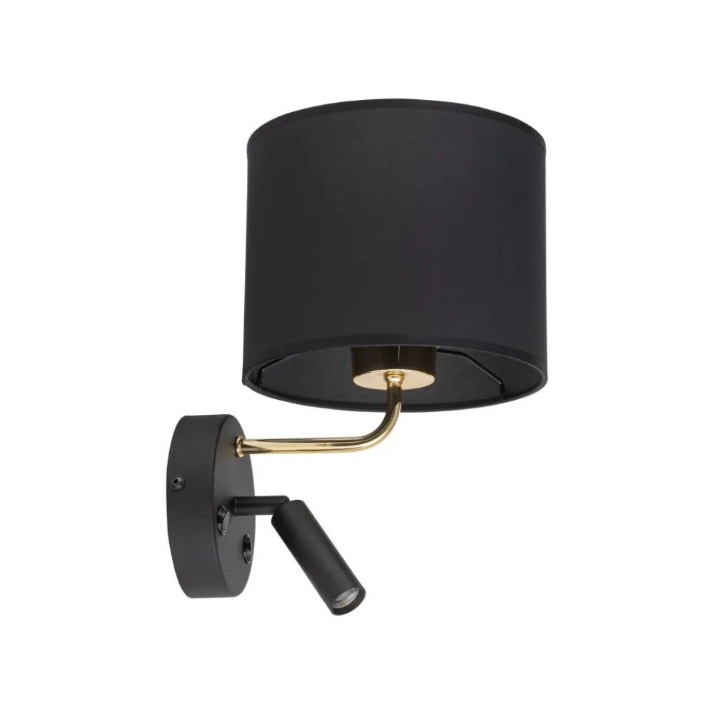 Kinkiet RICHI Czarny Złoty Abażur 1xE27 1xLED * TK Lighting Clearance