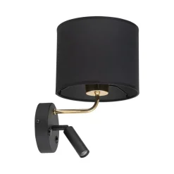 Kinkiet RICHI Czarny Złoty Abażur 1xE27 1xLED * TK Lighting Clearance