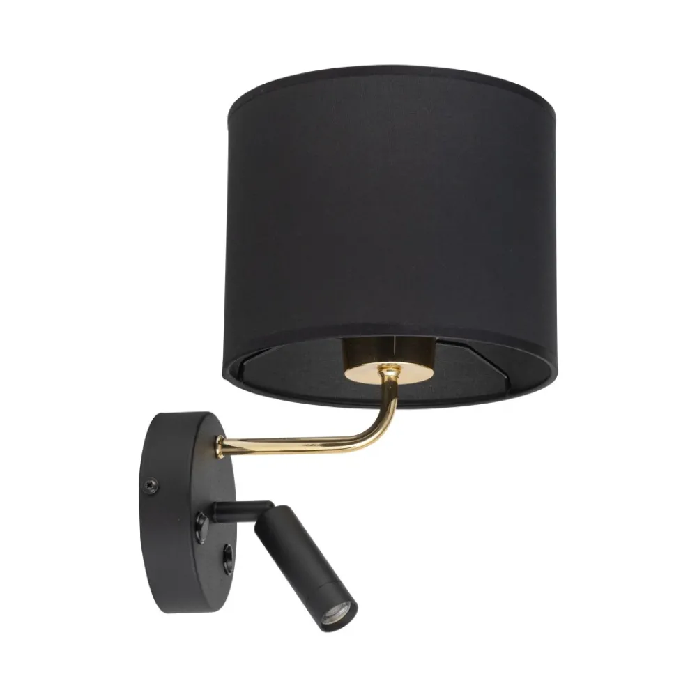 Kinkiet RICHI Czarny Złoty Abażur 1xE27 1xLED * TK Lighting Clearance