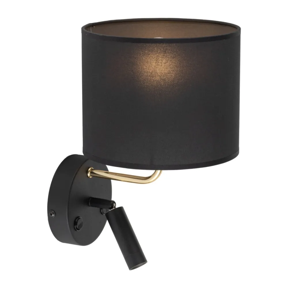 Kinkiet RICHI Czarny Złoty Abażur 1xE27 1xLED * TK Lighting Clearance