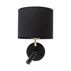 Kinkiet RICHI Czarny Złoty Abażur 1xE27 1xLED * TK Lighting Clearance