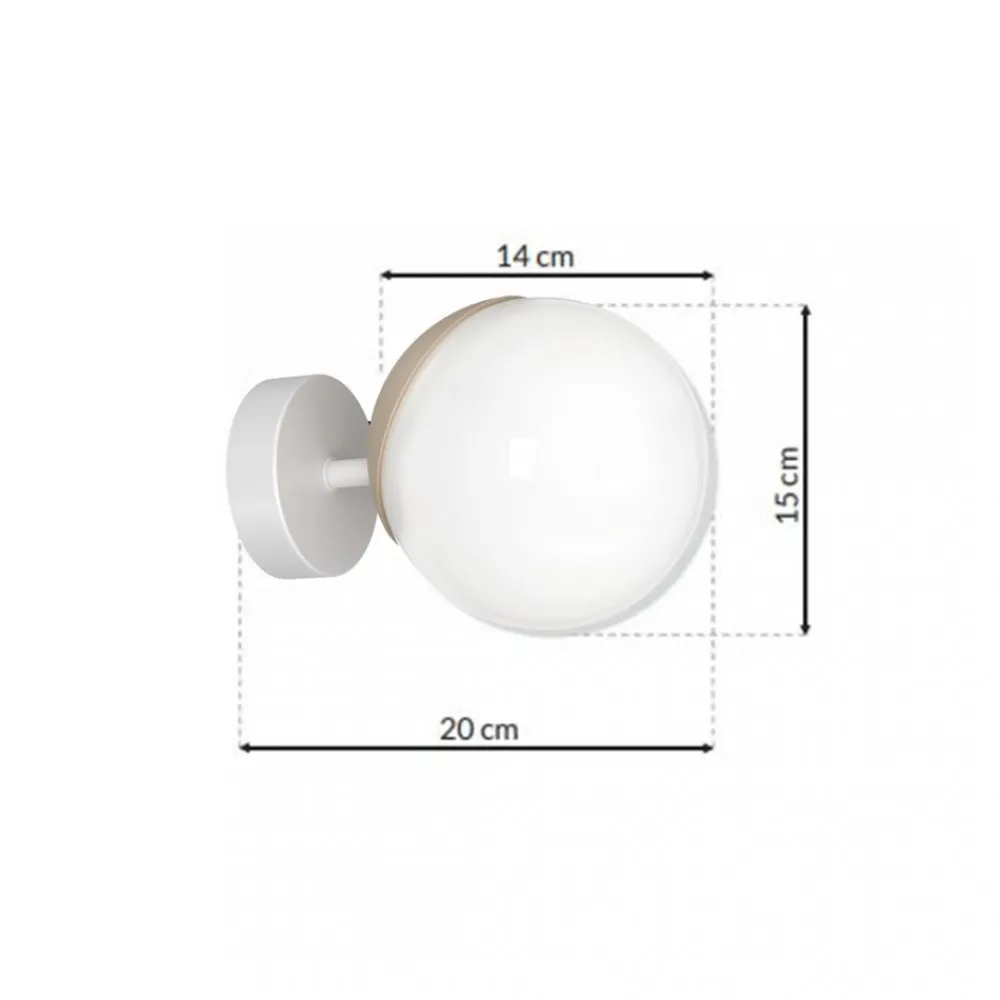 Kinkiet SFERA Biały Brązowy Szklany Klosz 1xE14 * Eko-light New