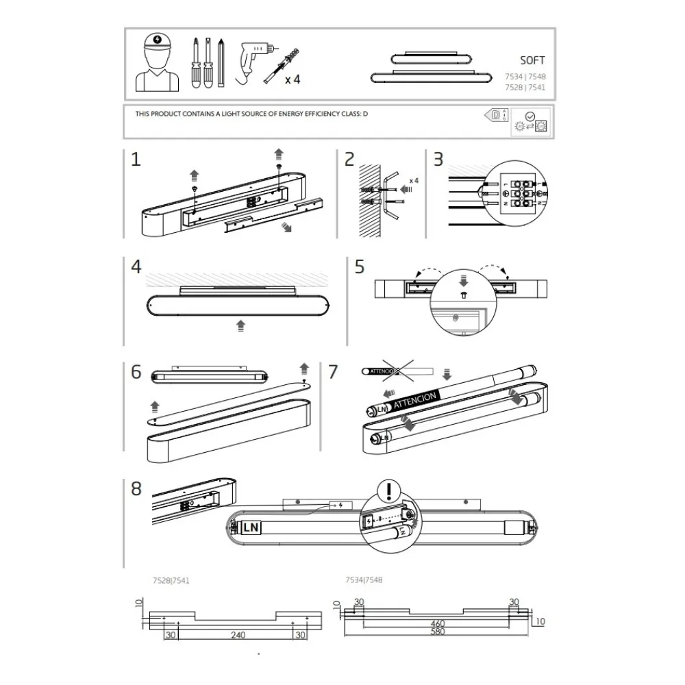 Kinkiet SOFT Biały 1xT8 11W LED 3000K 63cm * Nowodvorski Online