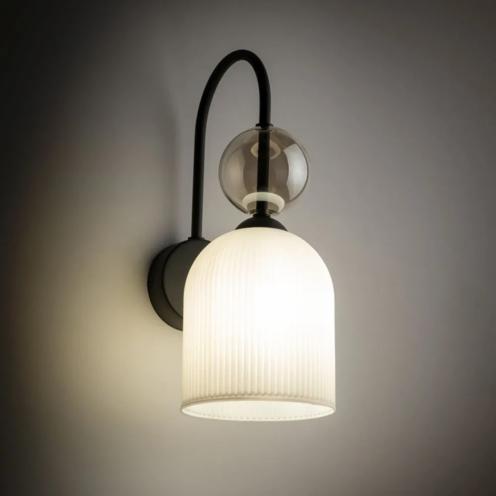 Kinkiet SOPHIA czarny 1xE14 biały klosz * TK Lighting Outlet