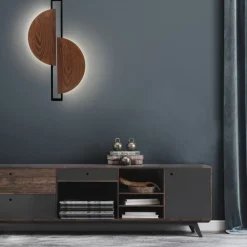 Kinkiet SUNRISE Led czarny/ciemne drewno * Nowodvorski New