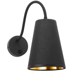 Kinkiet WIRE Czarny Złoty Abażur 1xE27 * TK Lighting Online