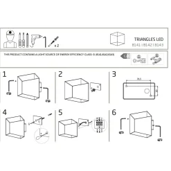 Kinkiet Zewnętrzny TRIANGLES Czarny 5W LED 3000K IP54 * Nowodvorski Discount