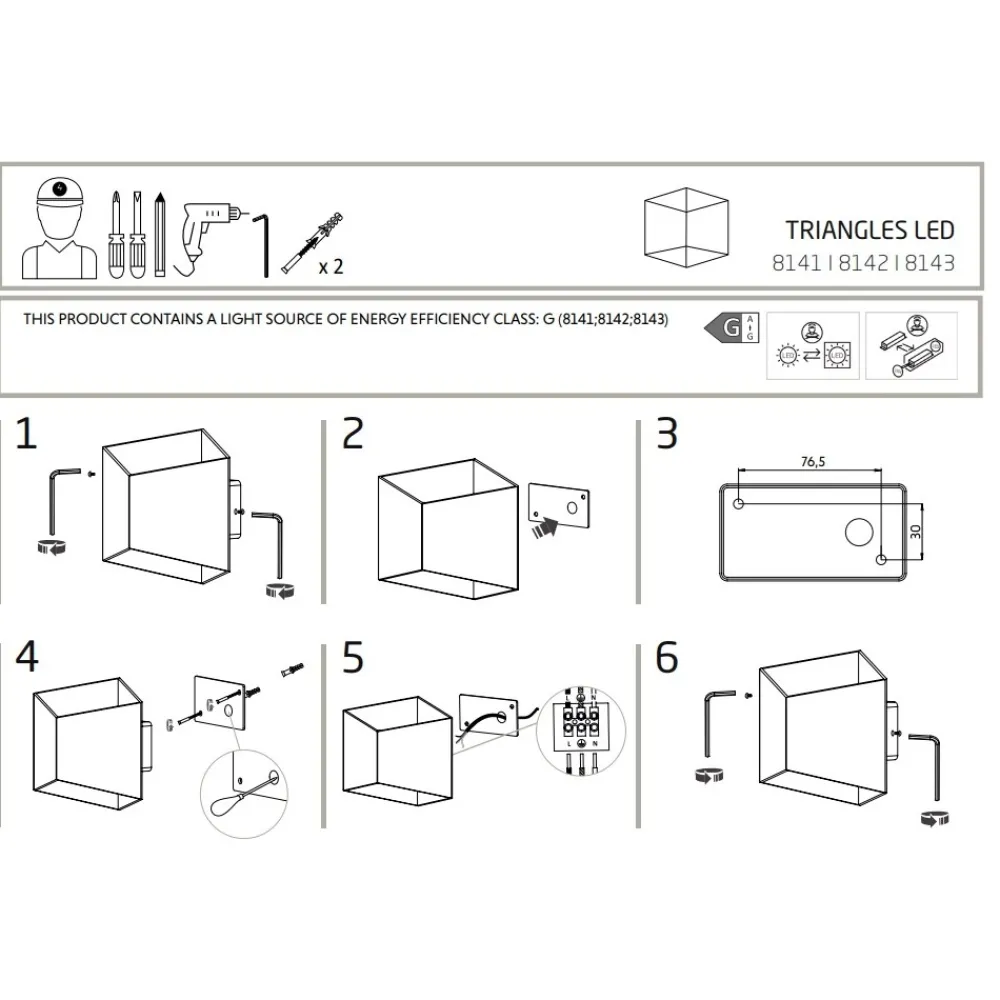 Kinkiet Zewnętrzny TRIANGLES Czarny 5W LED 3000K IP54 * Nowodvorski Discount