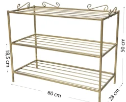 Klasyczna półka szafka na buty pojemna złota 60 cm