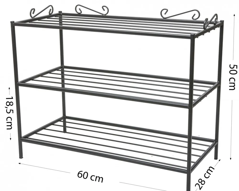 Klasyczna szafka na buty w kolorze czarnym metalowa LOFT * Dąstal Best