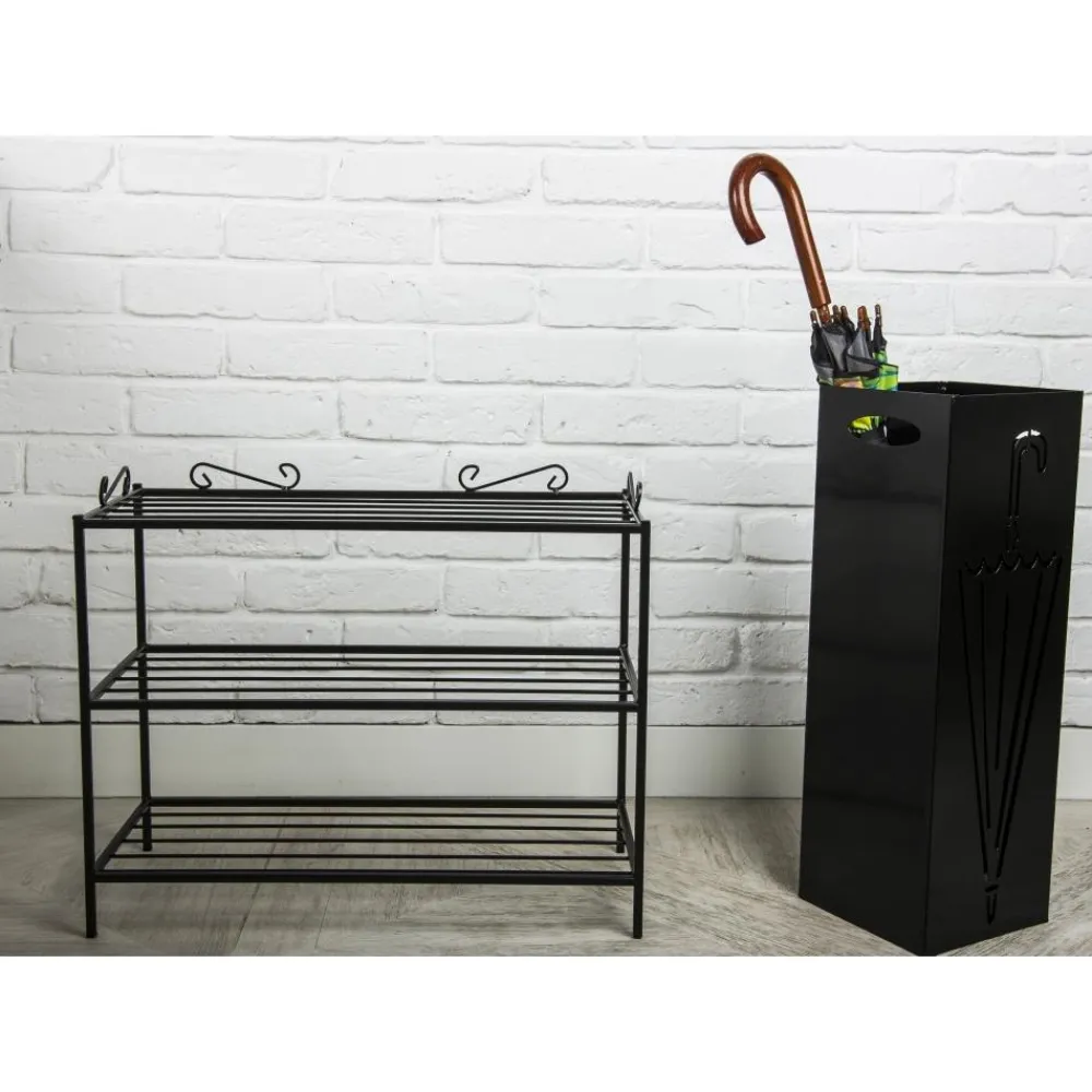 Klasyczna szafka na buty w kolorze czarnym metalowa LOFT * Dąstal Best