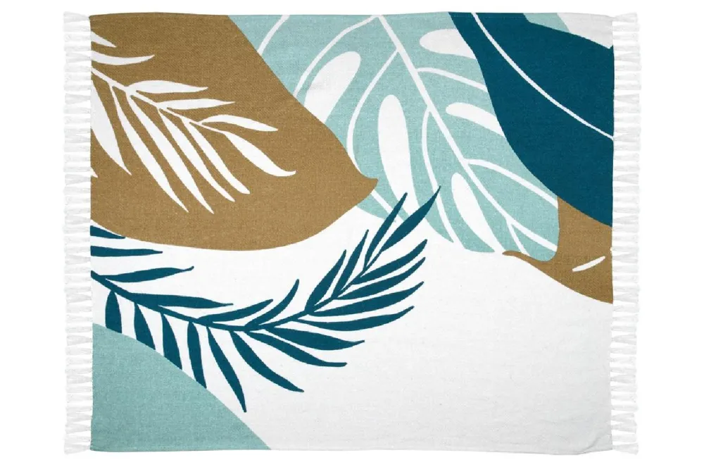 Koc ALOHA 125x150 wzór liście frędzle * STOF Best