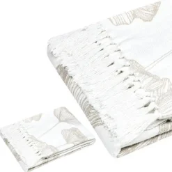 Koc ORIANA 125x150 cm biały kwiaty * STOF Sale