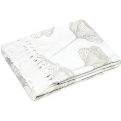 Koc ORIANA 125x150 cm biały kwiaty * STOF Sale