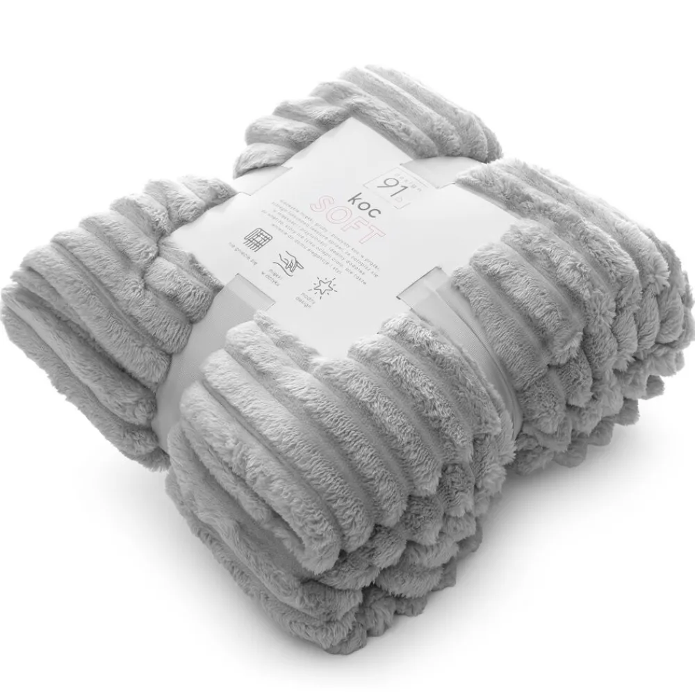 Koc SOFT srebrny 200x220 pasy 3D * EUROFIRANY B.B. Choczyńscy Sp.J. Sale